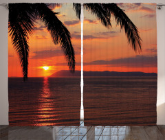 Sunrise on Sea and Palms Curtain