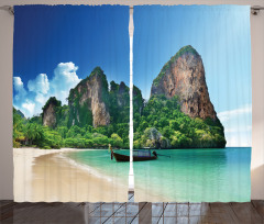Thailand Rock Cliff Beach Curtain