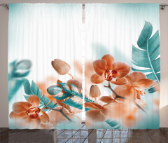 Orchids Blossoms Floral Curtain