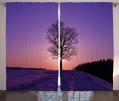 Oak Sunset Winter Time Curtain