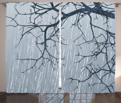 Rainy Day Winter Branches Curtain