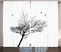 Tree Flying Birds Curtain