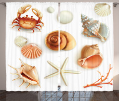 Seashells Marine Aquatic Curtain
