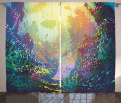 Coral Reef Aquarium Art Curtain