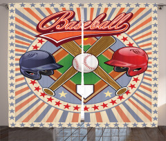 Retro Pop Art Baseball Curtain