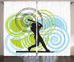 Baseball Player Circles Curtain