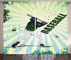 Grunge Baseball Pop Art Curtain