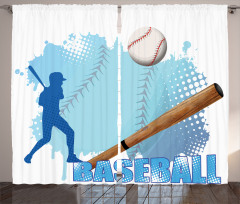 Baseball Sport Cartoon Curtain