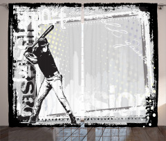 Baseball Sketch Art Curtain