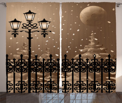 Snowy Moon Evening Curtain