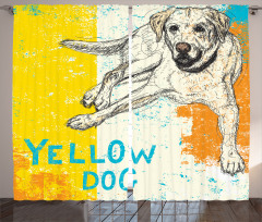 Grunge Sketch Dog Art Curtain