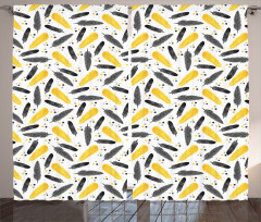 Feathers Retro Dots Curtain