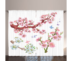 Vivid Flowering Branch Curtain