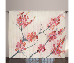 Vintage Sakura Flowers Curtain