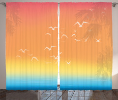 Seagull Palm Trees Sun Curtain