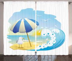 Seagull at Beach Kids Curtain