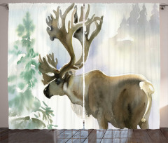 Winter Forest Paint Style Curtain