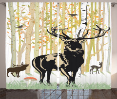Autumn Forest Wild Animal Curtain