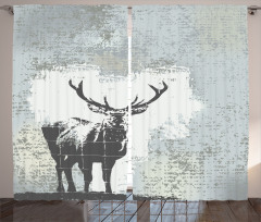 Stag Silhouette Grunge Curtain
