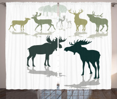 Elk Deer Fawn Forest Curtain