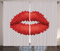 Retro Effect Lips Design Curtain