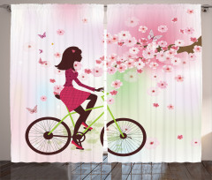 Cherry Bloom Lady Bike Curtain