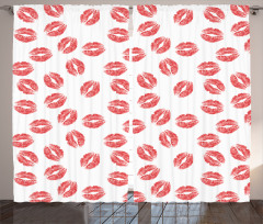 Red Lipsticks Kiss Marks Curtain