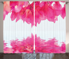 Pink Leaves on River Curtain