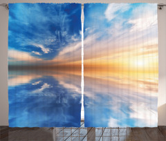 Sky Reflections Sunset Curtain