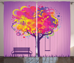Colorful Leaves Swing Art Curtain