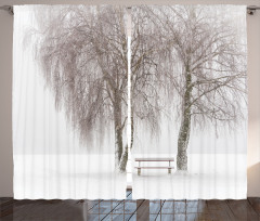 Snowy Bench in the Park Curtain