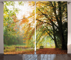 Autumn Forest Peace View Curtain