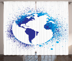 Globe Ink Effect Map Curtain