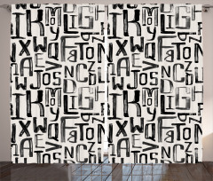 Grunge Letters Pattern Curtain