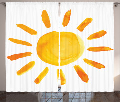 Watercolor Sun Childish Curtain