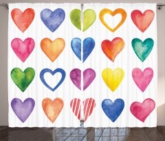Watercolor Heart Romance Curtain