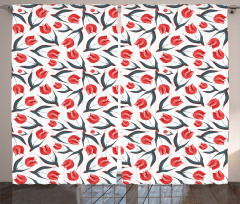 Vintage Inspired Tulips Curtain