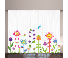 Floral Cartoon Art Curtain