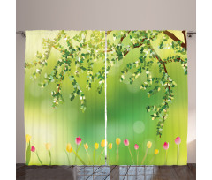 Colorful Tulips Tree Curtain