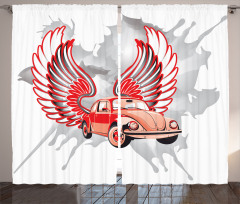 Vintage Car with Wings Curtain