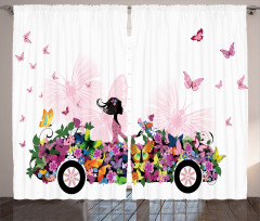 Floral Car Butterflies Curtain