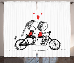 Couple Cycling Together Curtain
