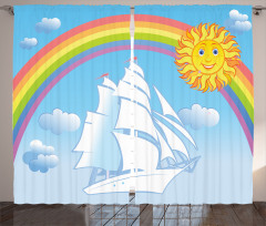 Motivational Ship Rainbow Curtain
