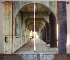 Corridor Concrete Rustic Curtain