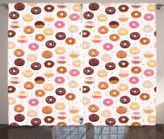 Colorful Yummy Donuts Curtain