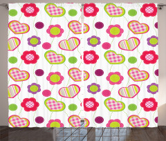 Flowers Heart Shapes Curtain