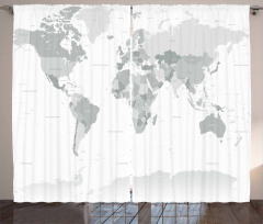 World Map Continent Earth Curtain