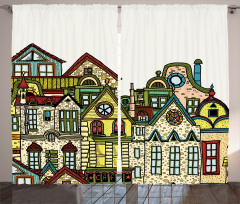 Old Town View Art Curtain