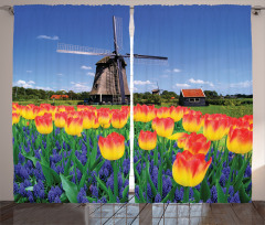 Blooming Tulip Windmill Curtain
