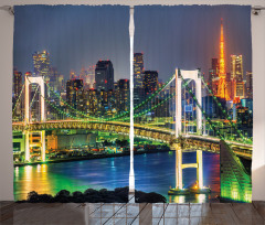 Tokyo Skyline Japanese Curtain